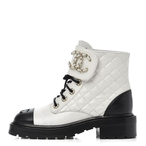 black and white chanel boots|Chanel black combat boots.